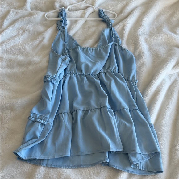 Light Blue Ruffled Babydoll Tank Top - Picture 2 of 2
